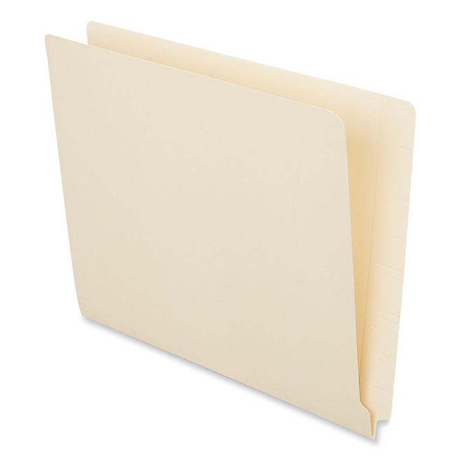 Smead® End-Tab Folders With Fastener, 8 1/2" x 11", Letter, Manila, Box of 50