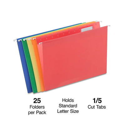 Staples Reinforced Hanging File Folders, 5-Tab, Letter Size