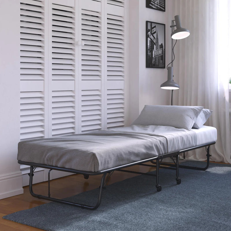 Folding Metal Guest Bed with 5" Mattress