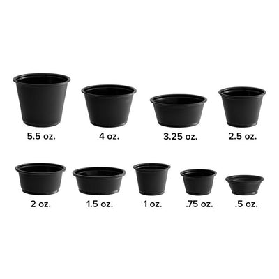 Choice Black Plastic Souffle Cup / Portion Cup - 2 oz. - 2500/Case