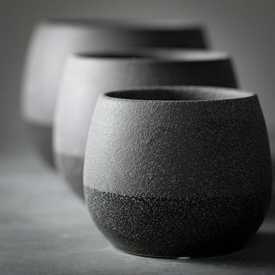 Sullivans Speckled Black Two-Toned Ceramic Planters Set of 3, 6"H, 5"H & 4.5"H Black