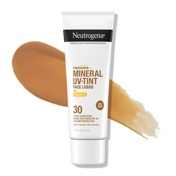 Neutrogena Purescreen+ Tinted Mineral Face Sunscreen, Medium Deep, 1.1 fl oz