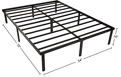 Heavy Duty NonSlip Bed Frame with Steel Slats, 14", Full Size