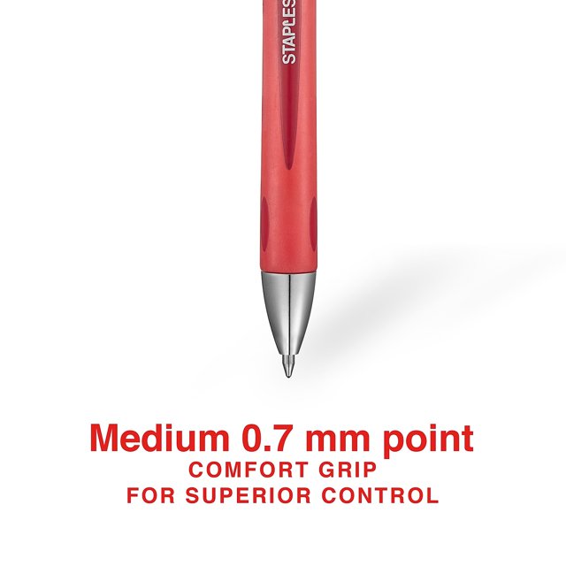 Staples Sonix Retractable Gel-Ink Pens Medium Point Red Dozen