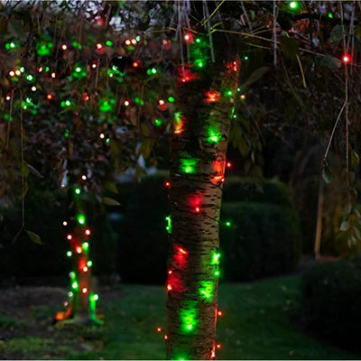 125 Solar Powered LED String Lights, 68 Feet - Red/Green