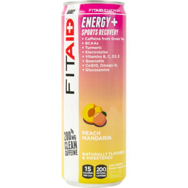 Fitaid Natural Caffeine Keto Peach Mandarin Energy Drink, 12 Pack, Exp: 1/5/24