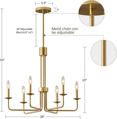 6-Light Gold Candle-Style Chandelier