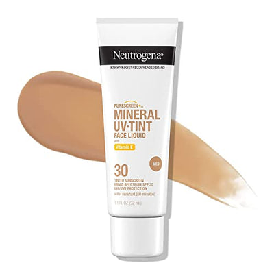 Neutrogena Purescreen+ Tinted Mineral Face Sunscreen, Medium, 1.1 fl oz