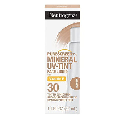 Neutrogena Purescreen+ Tinted Mineral Face Sunscreen, Medium, 1.1 fl oz