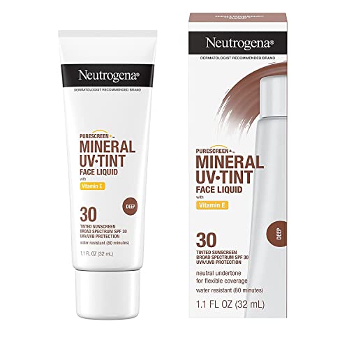 Neutrogena Purescreen+ Tinted Mineral Face Sunscreen, Deep, 1.1 fl oz