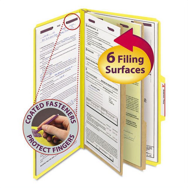 Smead Colored Pressboard Classification Legal Folders, Yellow