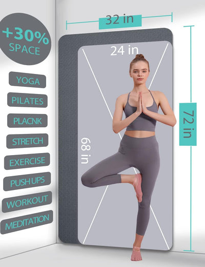 Yoga Mat Double-Sided Non Slip, 72'' x 32''
