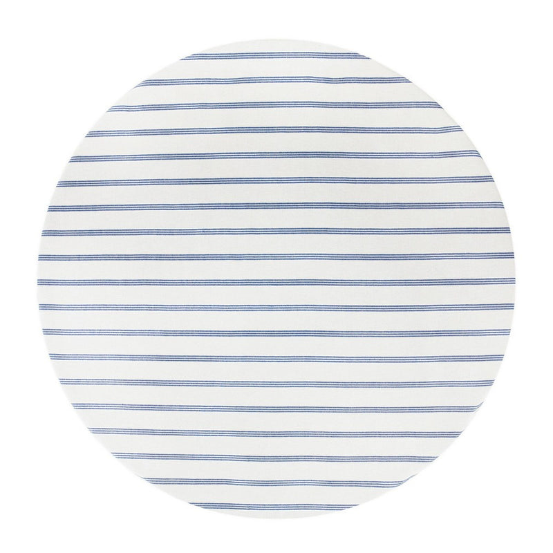 70" Cotton Striped Round Tablecloth Blue