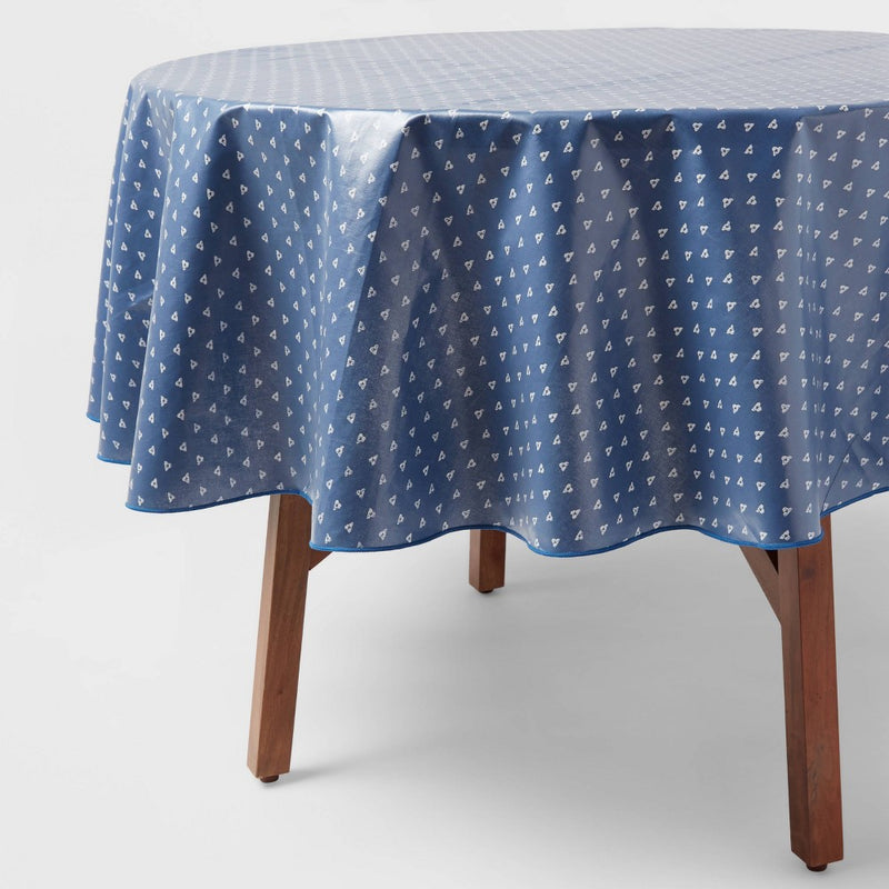 70" Stamp Round Oil Tablecloth Blue - Threshold