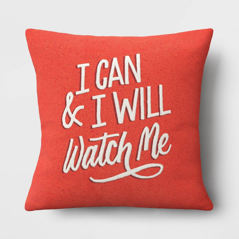 Embroidered Cotton Square Throw Pillow