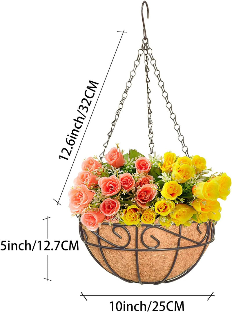 Metal Hanging Planter Basket with Coco Coir Liner, 2/Pack