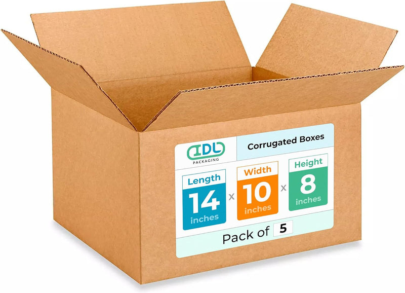 Small Corrugated Shipping Boxes 14"L x 10"W x 8"H (Pack of 5)