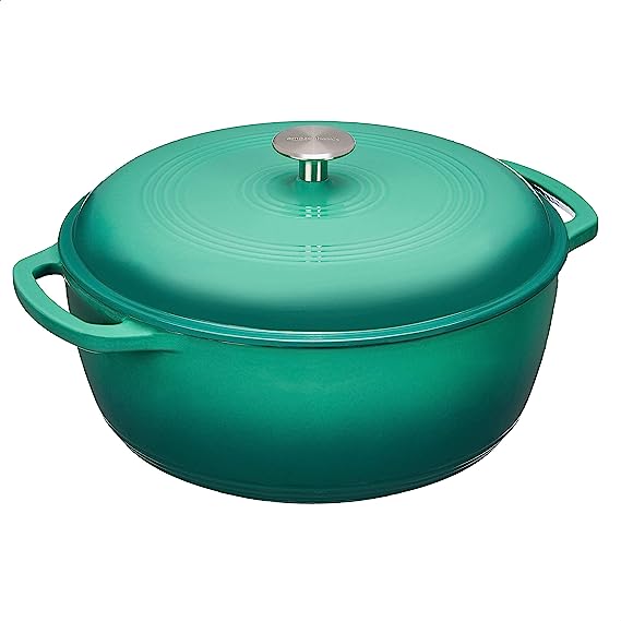 Enameled Cast Iron Covered Dutch Oven, 7.3 Qt, Teal
