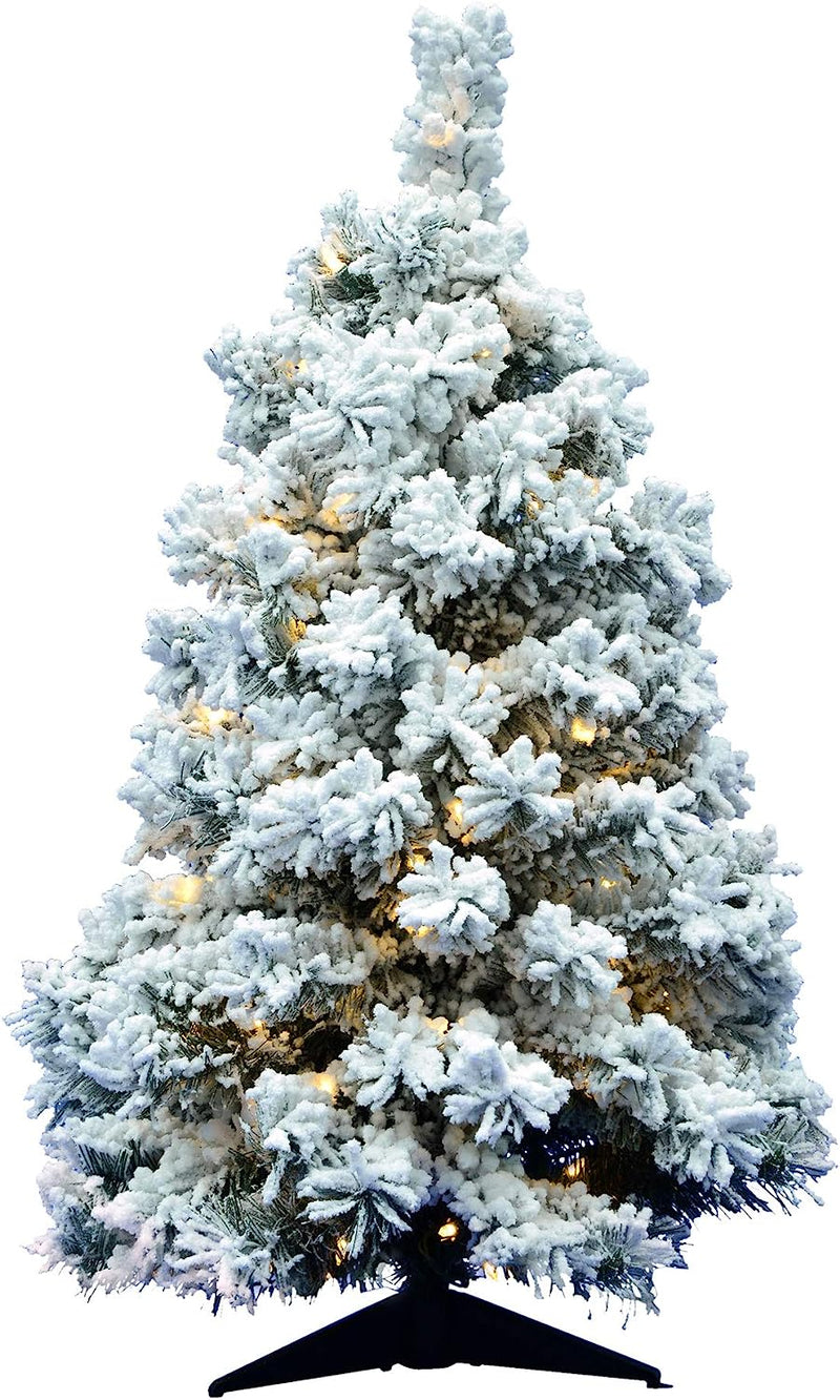 Pre-Lit 36" Faux Christmas Tree with Snow