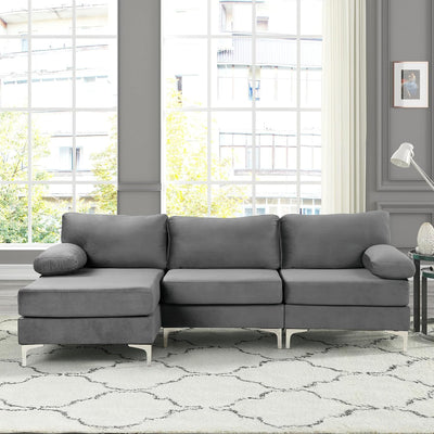 Casa Andrea Milano Modern Velvet Fabric Sectional Sofa