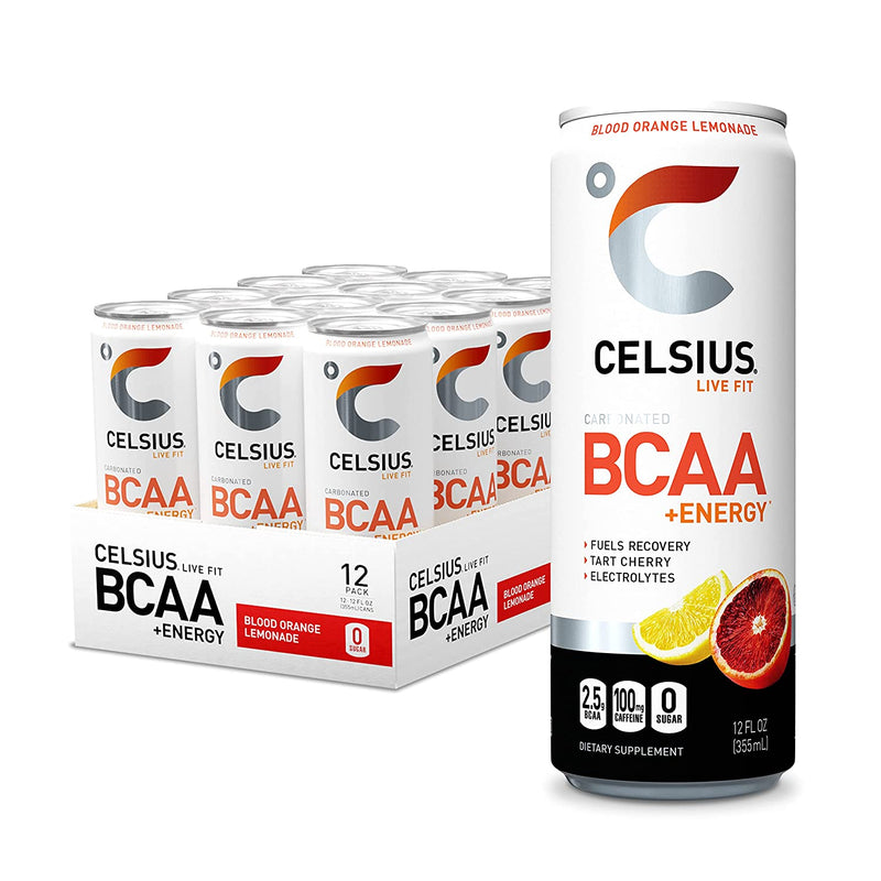 Celsius Sparkling BCAA +Energy, Blood Orange Lemonade, EXP: 5/2023