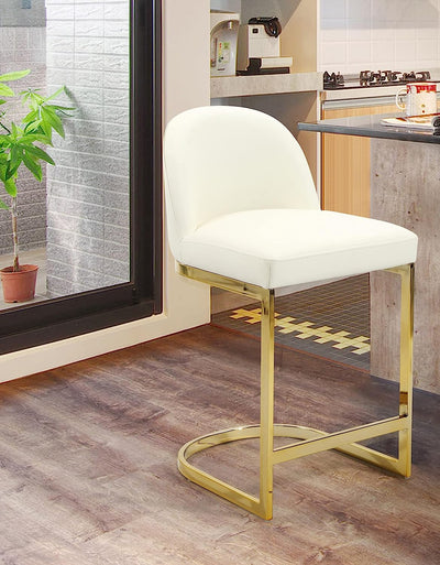 Armless Leather Counter Height Stool, Cream