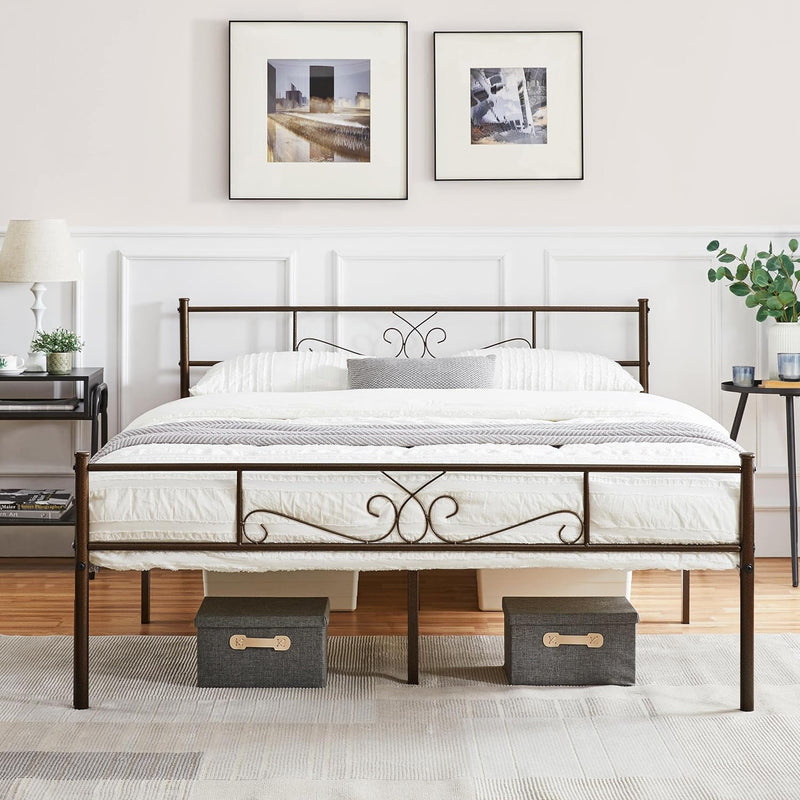 Yaheetech Classic Metal Platform Bed Frame with Headboard, Bronze, Full