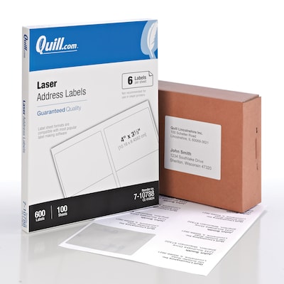 Quill Brand Laser Address Labels, 3-1/3 X 4, White, 600 Labels