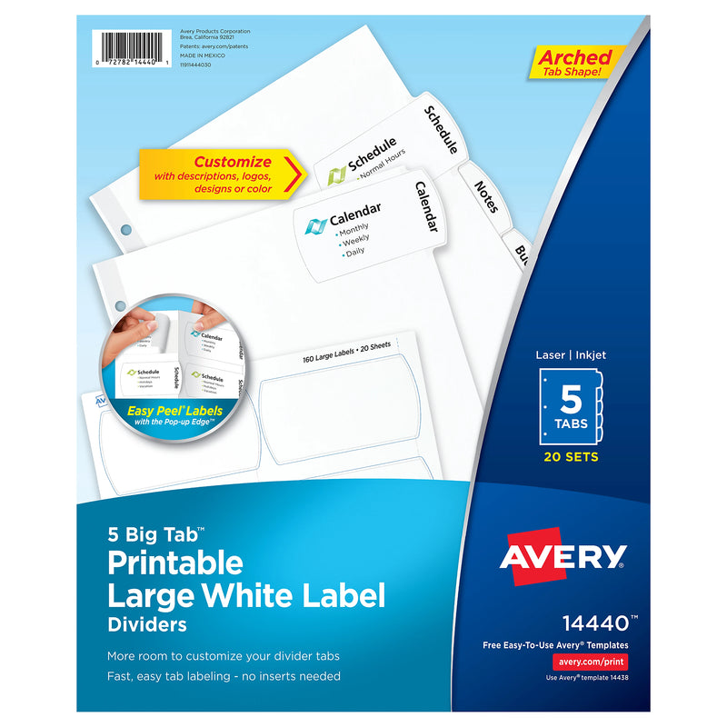 Avery Big Tab Printable Large Label Dividers