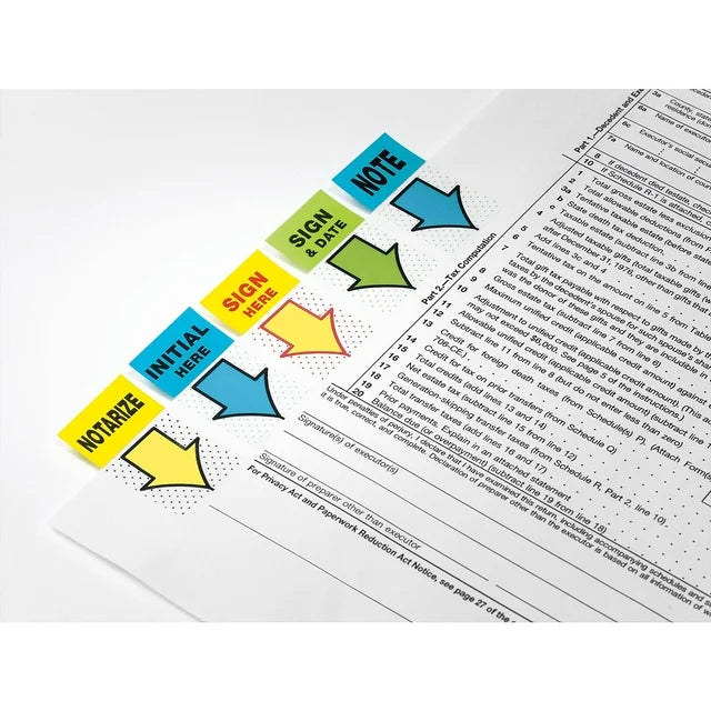 Post-it Arrow Message 1" Page Flags, Sign Here, 12 Dispensers/Pack