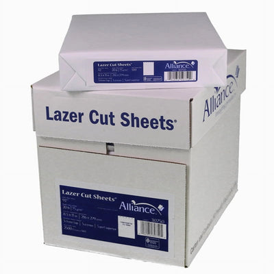 Alliance Laser Cut Sheet Paper, 8.5 x 11, 5 Hole Punch Top, 5 Ream/ Case