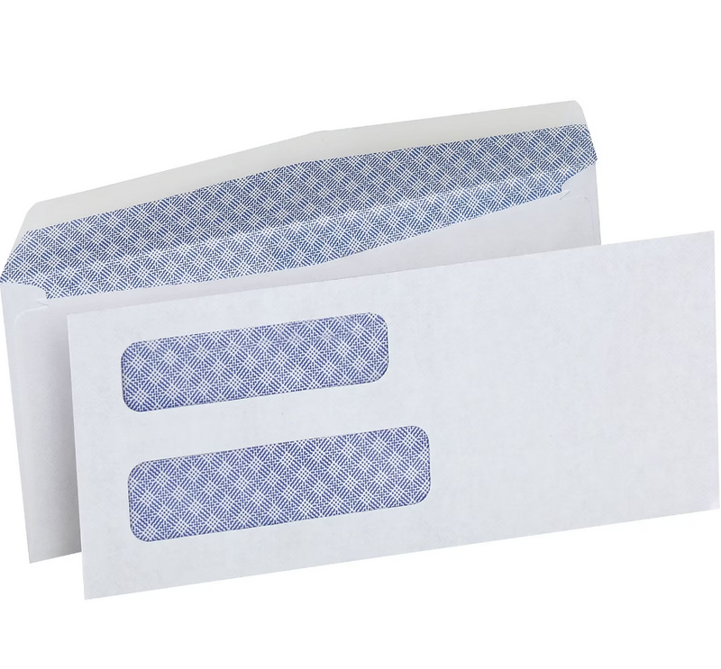 Medical Double Window Self Seal Security Tinted Envelopes; 3-7/8x8-7/8"
