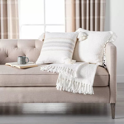 Knotted Fringe Throw Blanket White - Hearth & Hand™ with Magnolia
