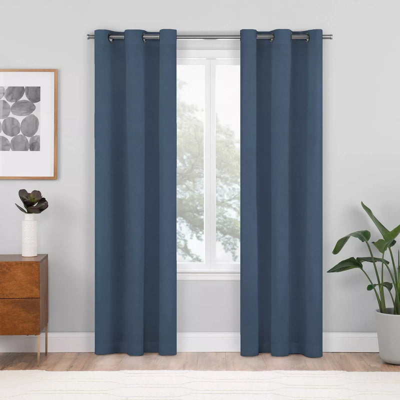 2pk 37"x84" Blackout Shadow Window Curtain Panels Blue