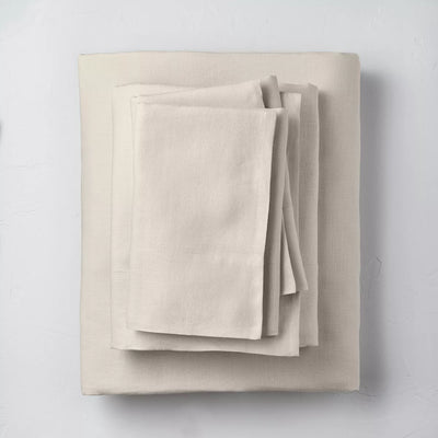 100% Washed Linen Solid Sheet Set - Natural