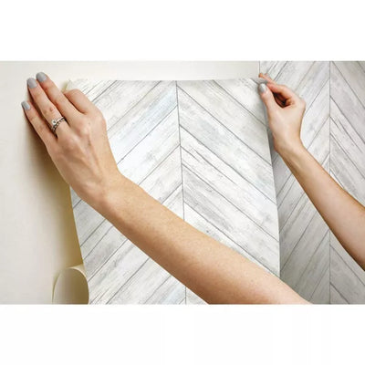 RoomMates Wood Herringbone Boards Peel & Stick Wallpaper