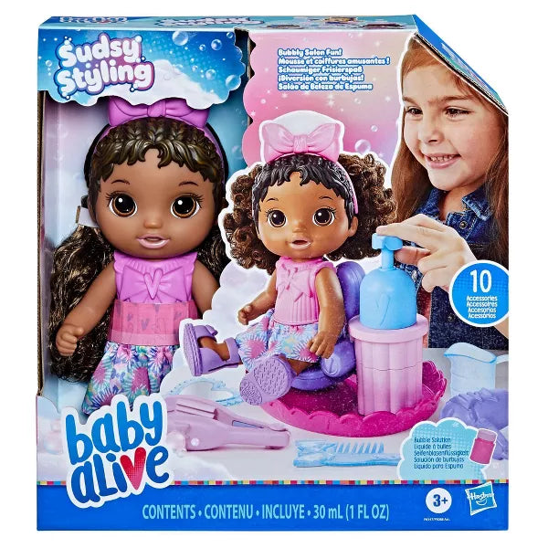 Baby Alive Sudsy Styling Baby Doll, Black Hair