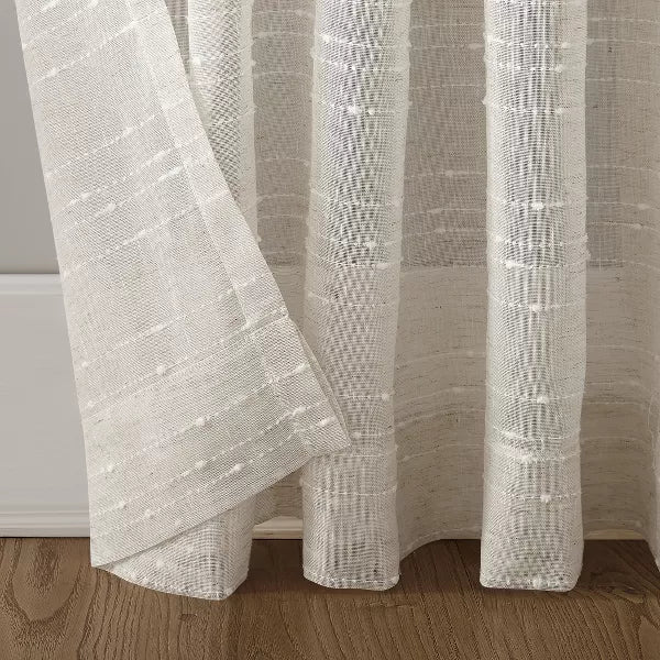 95"x52" Textured Slub Stripe AntiDust Curtain Panel Linen