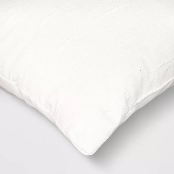 Oversized Woven Cotton Slubby Striped Throw Pillow Ivory