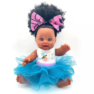 Orijin Bees Positively Puffy 12" Baby Bee Doll - Black Hair with Brown Eyes
