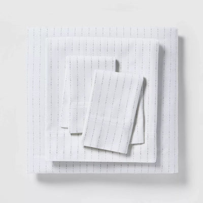 Twin 300 Thread Count Organic Cotton Printed Sheet Set White/Gray