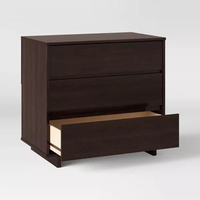 Modern 3 Drawer Dresser, Espresso