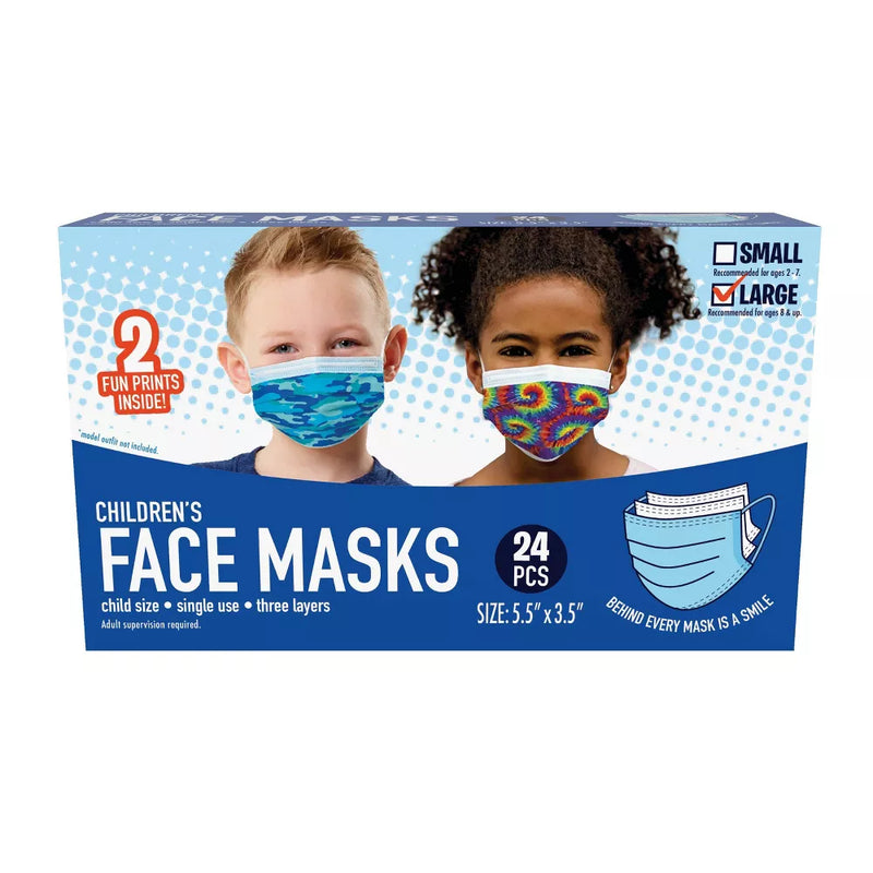 3 Ply Kids Face Mask, 24/Pack
