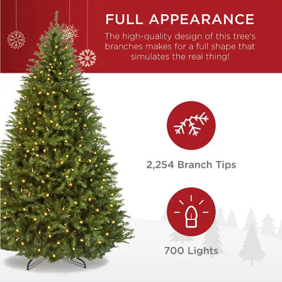 7.5ft Pre-Lit Hinged Douglas Full Fir Artificial Christmas Tree