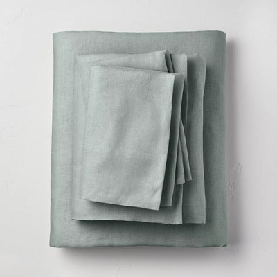 100% Washed Linen Solid Sheet Set - Full
