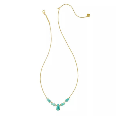 June 14K Gold Over Brass Amazonite Necklace - Turquoise Green
