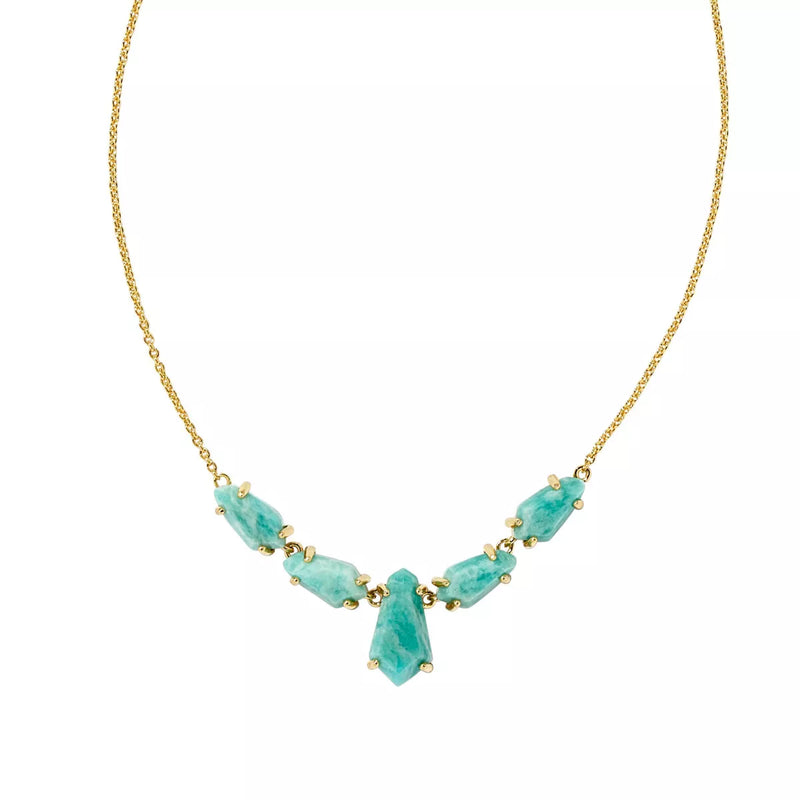 June 14K Gold Over Brass Amazonite Necklace - Turquoise Green