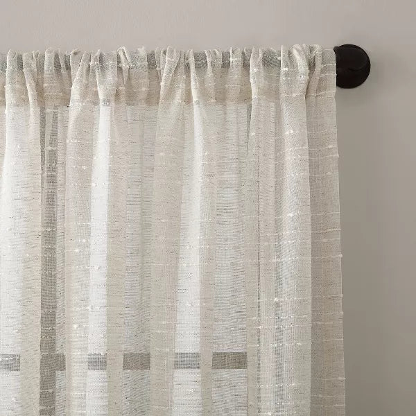 95"x52" Textured Slub Stripe AntiDust Curtain Panel Linen