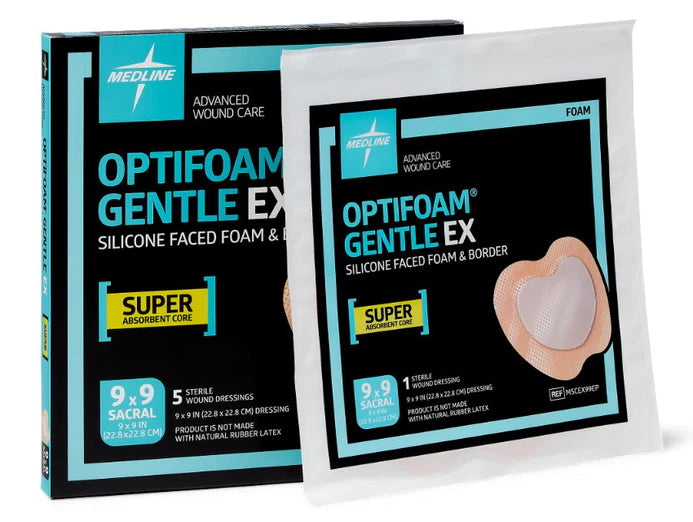 Optifoam Gentle EX 9" x 9" Silicone Faced Border Sacrum Dressing