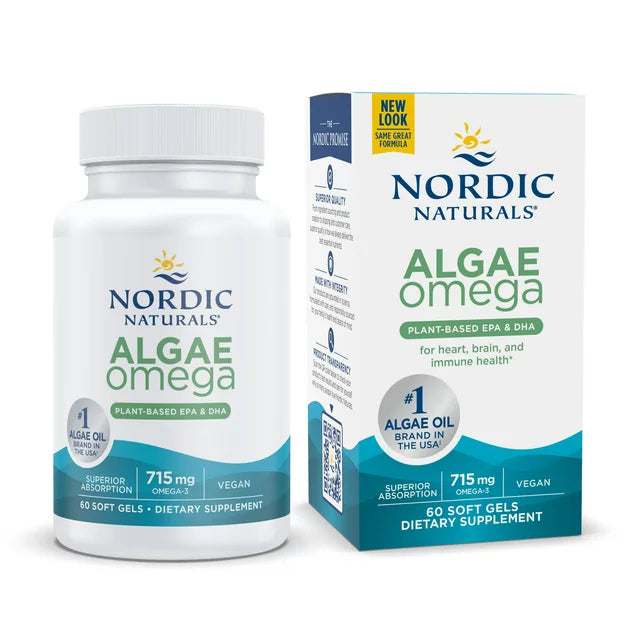 Nordic Naturals Algae Omega Softgels, 715 Mg, Plant-Based EPA & DHA, 60 Ct